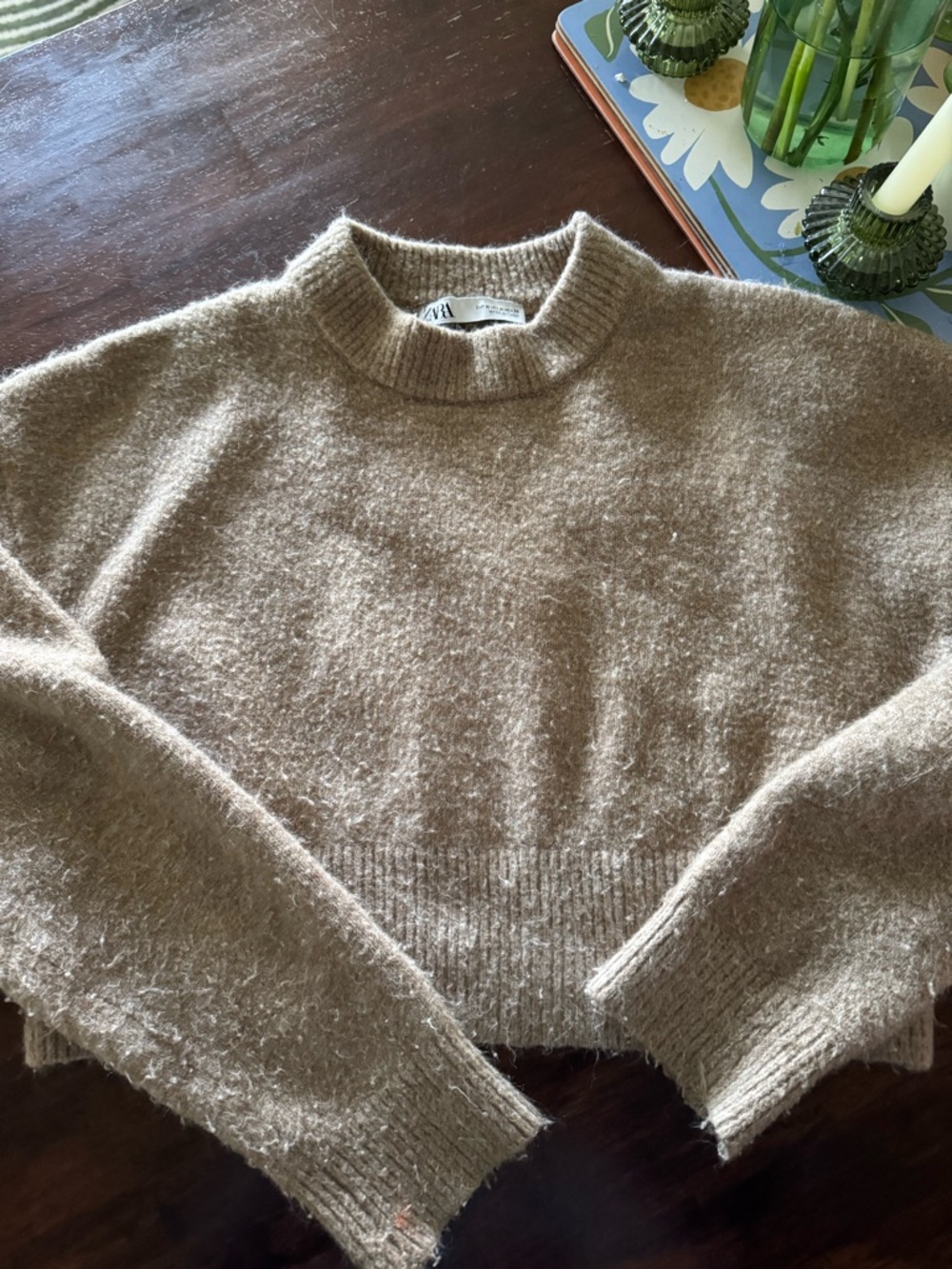 Zara Cropped Sweater Beige